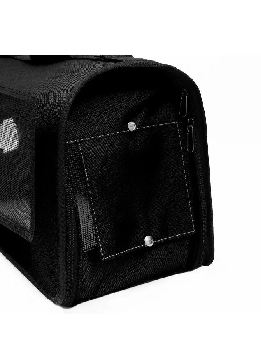 Сумка переноска для тварин котів собак з вентиляцією кишенями ручкою ременем 52x22x29 см розмір L (477288-Prob) Чорна Unbranded (296552115)