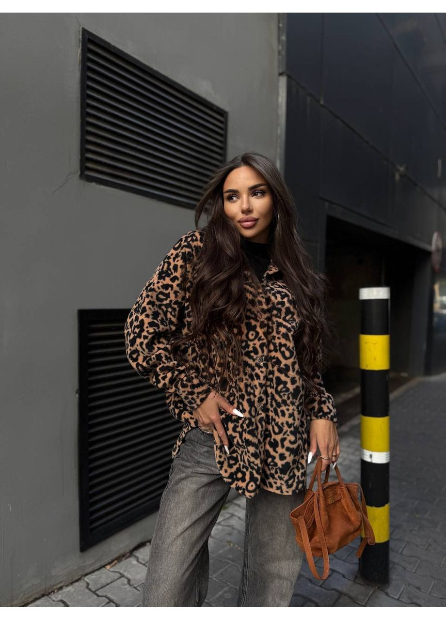 Жіноча леопардова сорочка полар-фліс No Brand Р4936-516/1 (369402618)