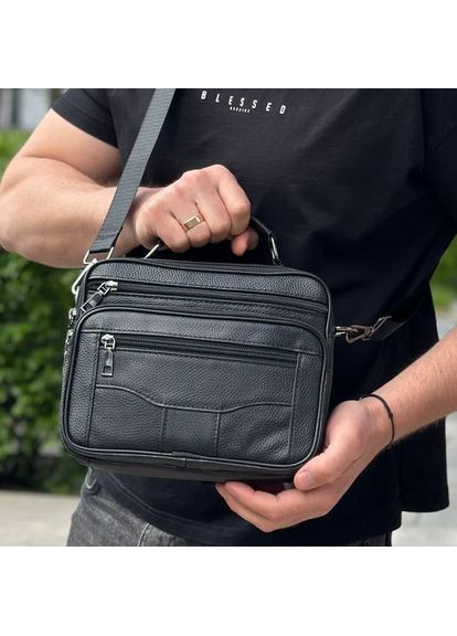 Мужская сумка-барсетка с ручкой кожаная с ремнем через черное плечо BX-14440B Bexhill (341309618)