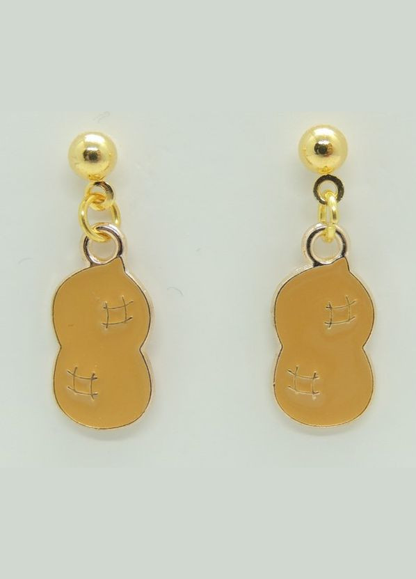 Сережки сережкигвоздики (пусети) Горіх Арахіс емаль 2.4 см золотисті Liresmina Jewelry (285110998)