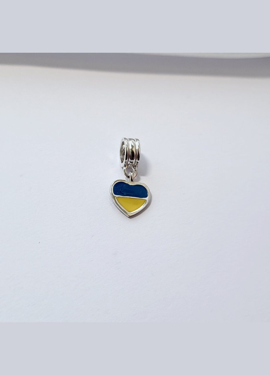 Серебряная подвеска Шарм с подвеской Сердце Украины с желтой голубой эмалью серебро 925 пробы 38210 No Brand (306741300)