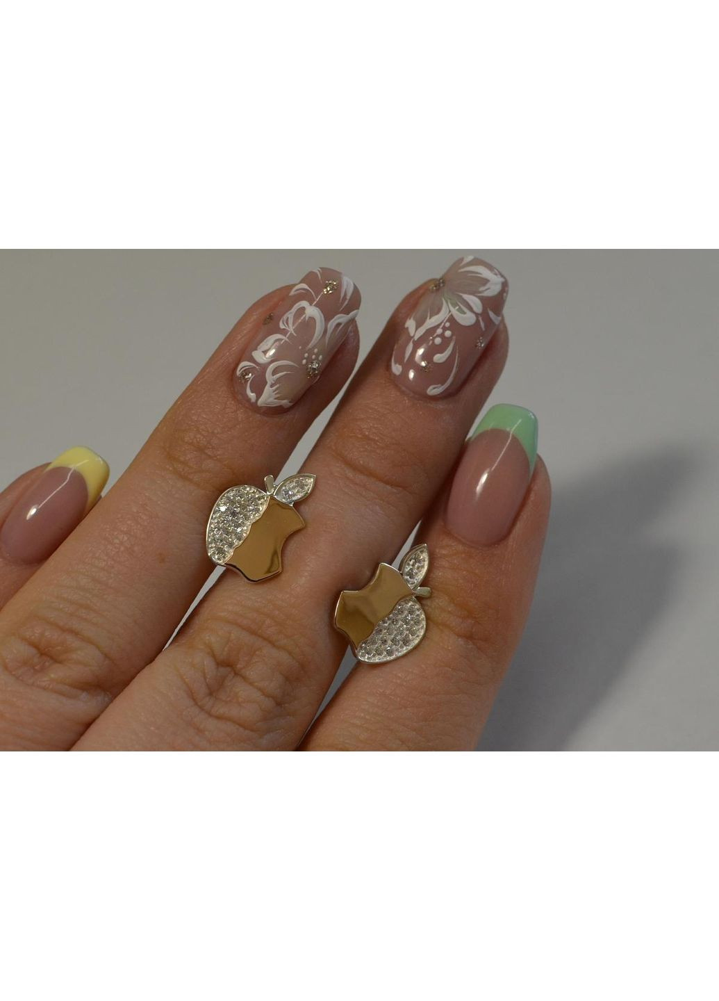 Серьги-гвоздики из серебра с золотыми вставками Silver Style (367113032)