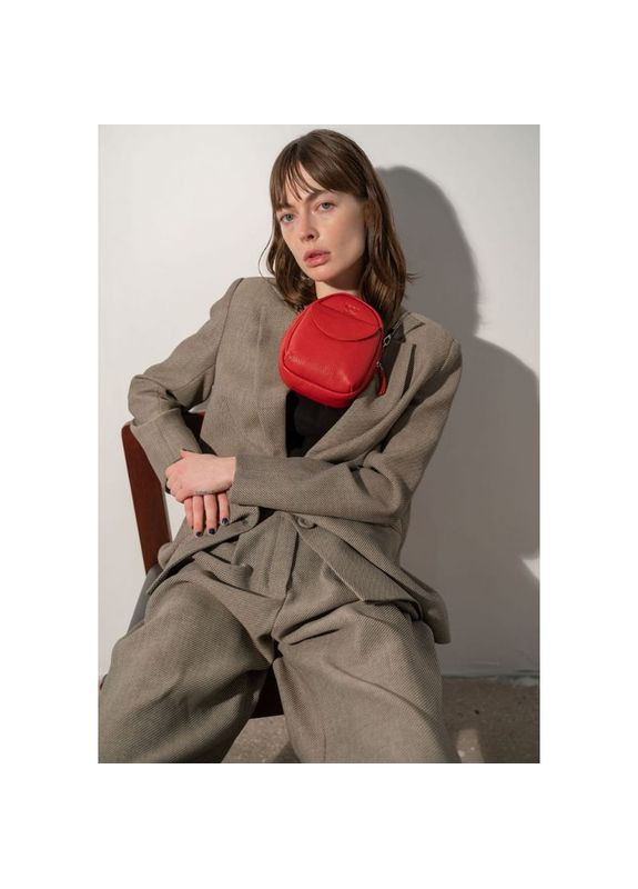 Кожаная женская мини сумка через плечо Kroha красная флотар The Wings (302008372)