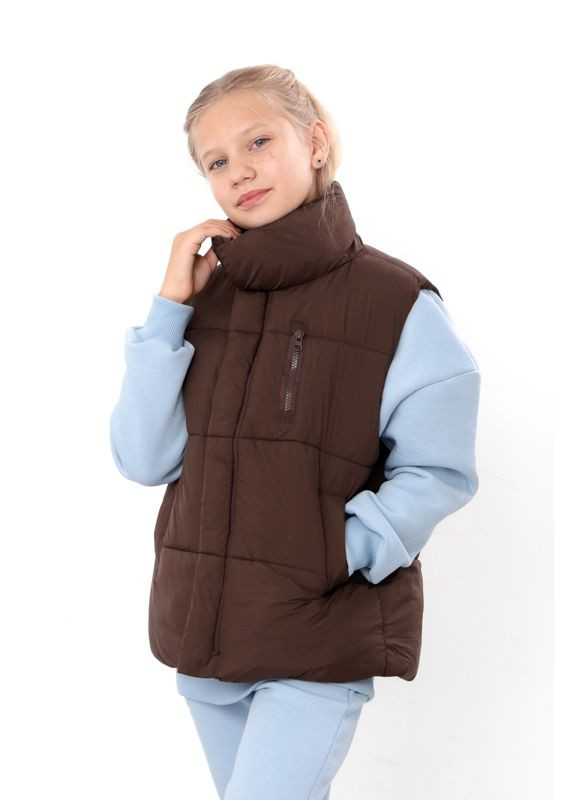 Демісезонна дута жилетка для дівчинки однотонна (p-18187) Носи своє (363849429)
