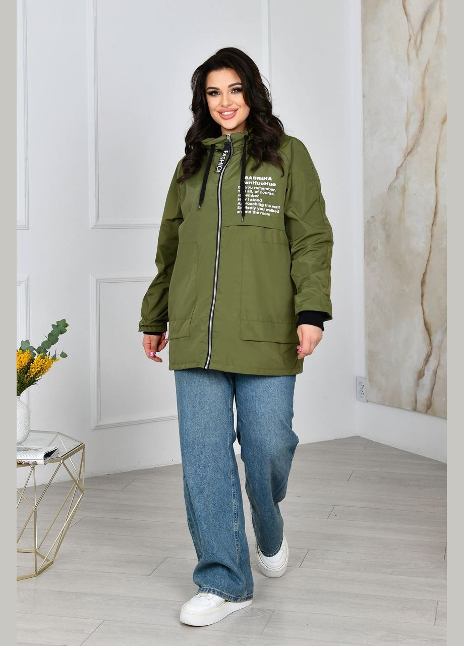 Оливковая (хаки) женская куртка с капюшоном цвет хаки р.48/50 453833 New Trend