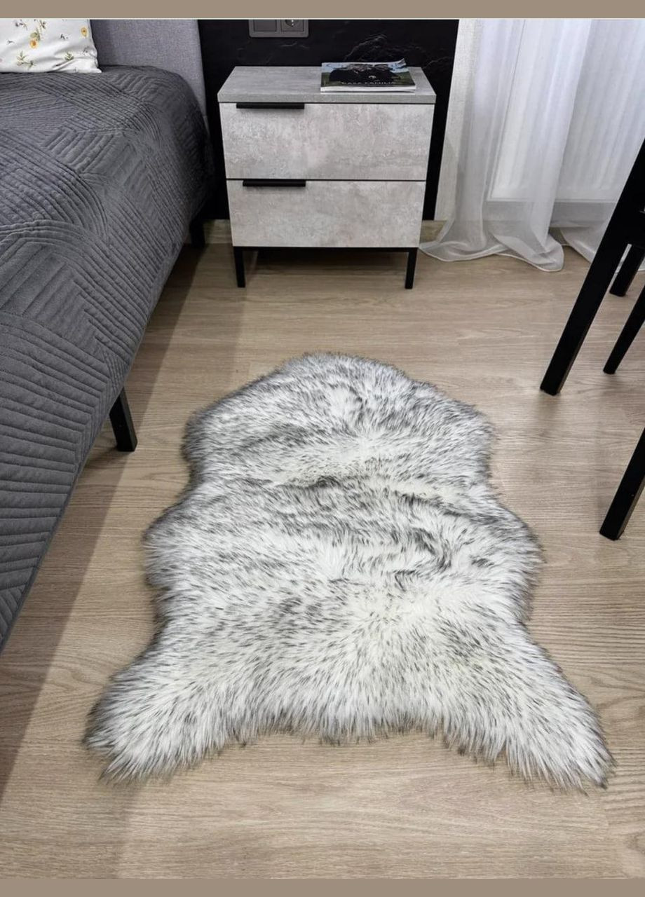 Хутряний кімнатний килимок 60х90 Сірий (П4К-am-kovr-mishka-009) No Brand (323160905)