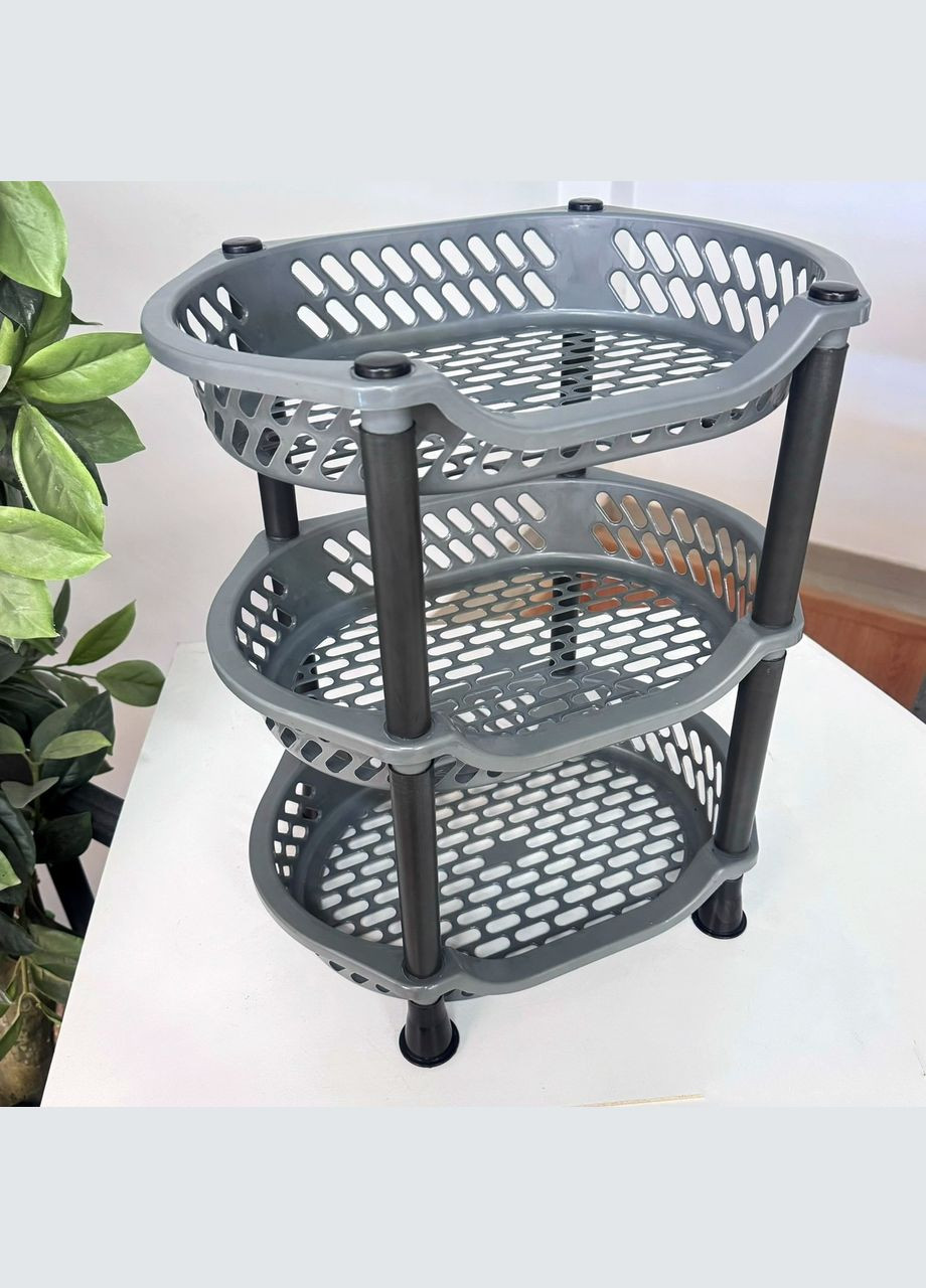 Серая разборная полочка в ванну 3 яруса пластиковая Efe Plastics (309008340)