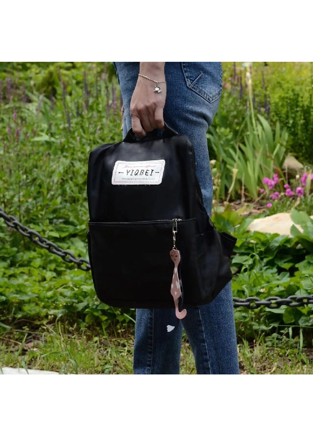 Рюкзак сумка сумка повсякденний міський кежуал жіночий з брелоком системою антизлодій нейлон 32х31х13 см (477580-Prob) Чорний Unbranded (298246155)