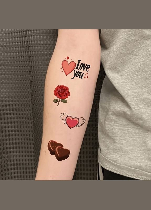 Набір тимчасових тату "Любов № 2" Love-tattoo-mini-set-2-10, 12 х 7 см 10 шт No Brand (316914605)