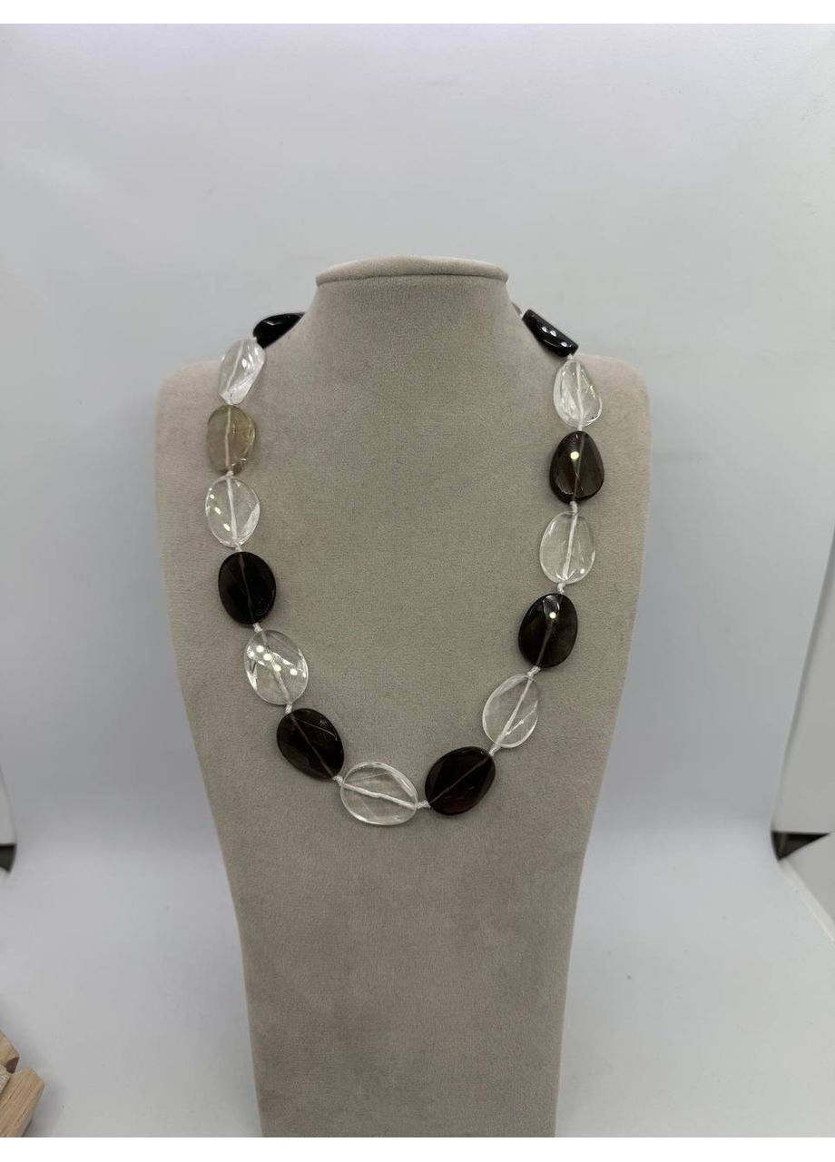 Ожерелье из дымчатого и прозрачного кварца 28*22 мм 45 см Комбинированный No Brand (363829925)