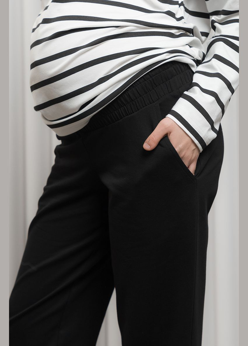 Бавовняні спортивні штани - джогери для вагітних з бандажним животиком чорні Юла мама (284116691)