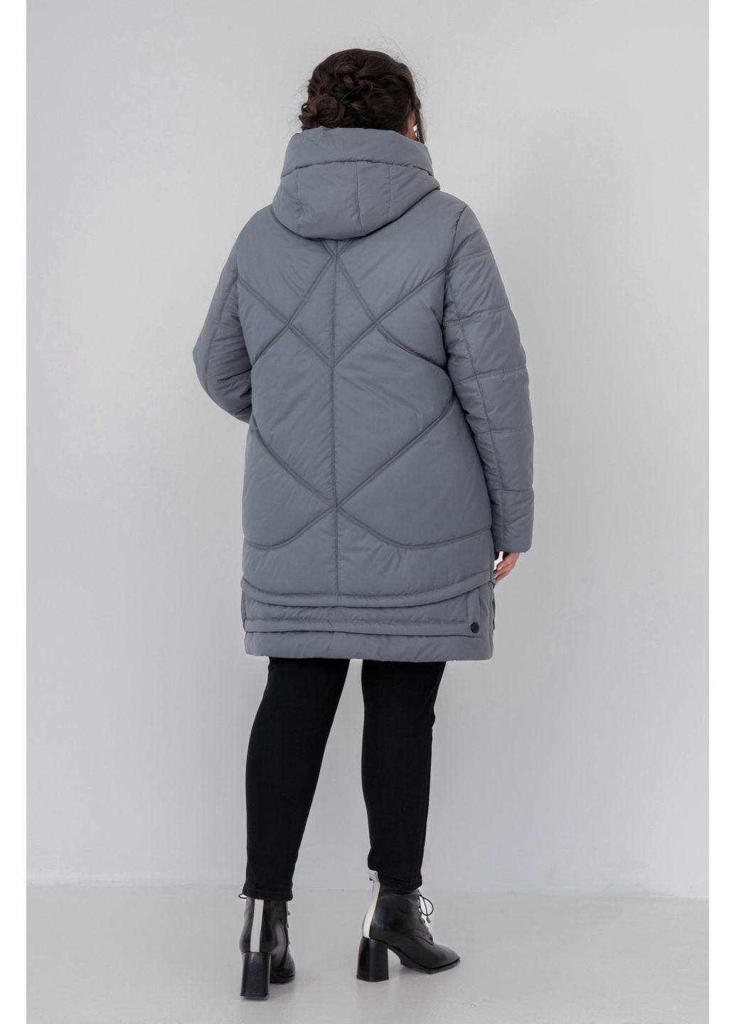 Серая зимняя пальто прямого силуэта еврозима all posa (ap102136p) A'll Posa