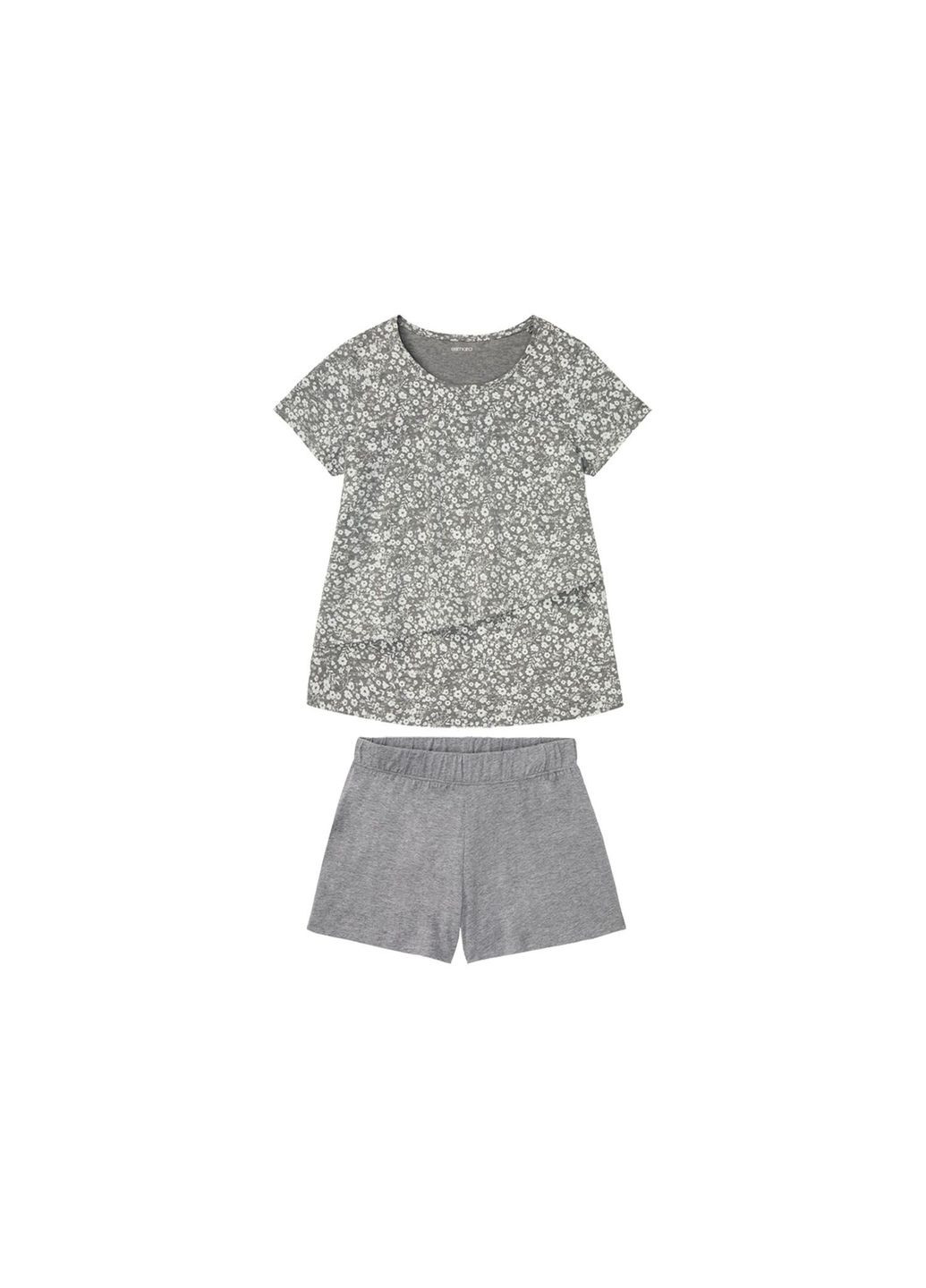 Сіра піжама для годуючих мам (футболка і шорти) для жінки lidl 368057 сірий Esmara