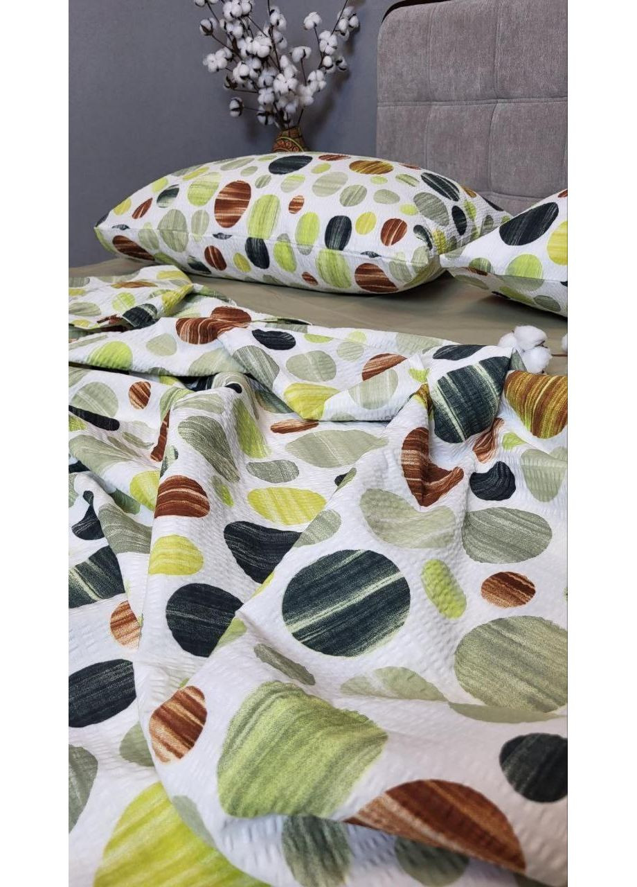 Постільна білизна Карамелька оливк., ранфорс гофра (жатка) Двухспальний розмір, наволочки 70/70 No Brand (364216990)