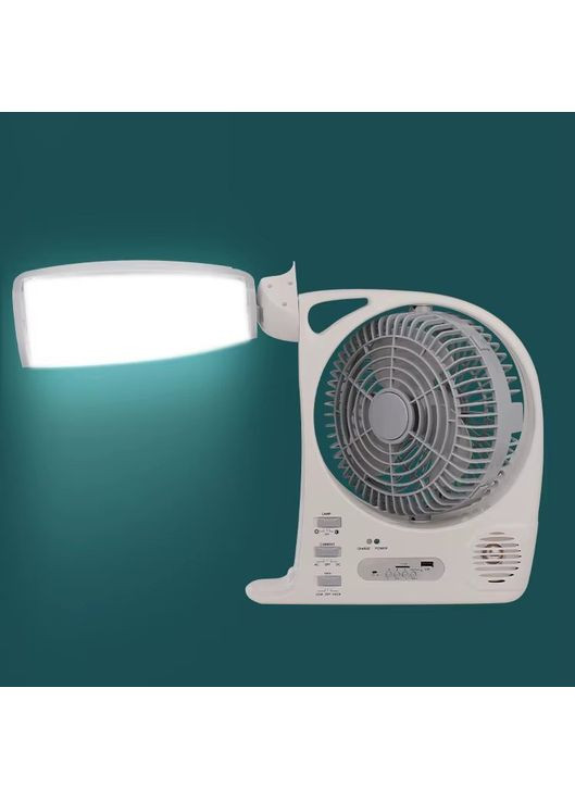 Портативный вентилятор с солнечной батареей с LED фонарем и радиоприемником 2 скорости мини кондиционер 6 в 1 (S4101) Home (361161971)