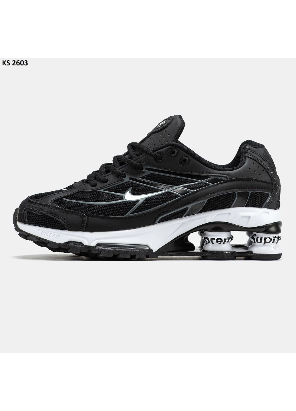 КРОССОВКИ ЖЕНСКИЕ NIKE SHOX TL RIDE2 SUPREME BLACK WHITE НАЙК ШОКС ТЛ No Brand чёрные демисезоны (367172628)