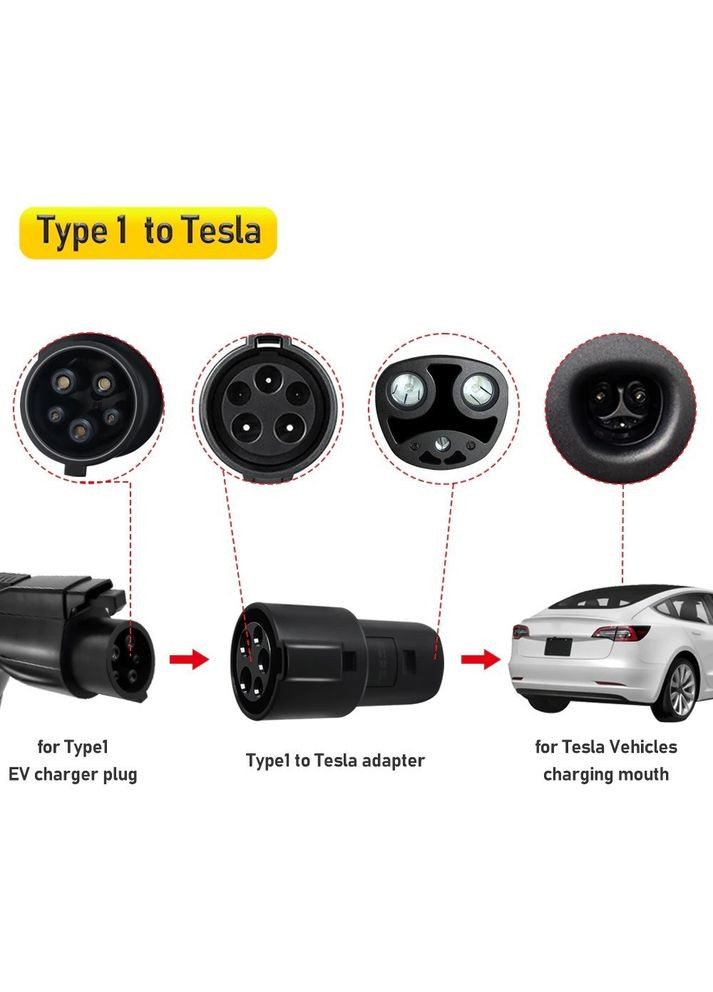 Адаптер Переходник Type 1 - Tesla (J1772 – Tesla) Black (342050569) Bluefield (349844281)