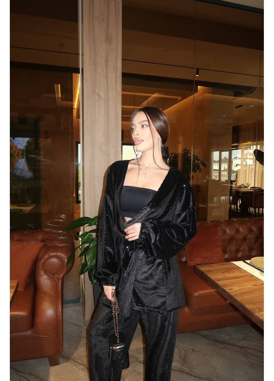 Жіночий елегантний костюм з оксамитової тканини з блиском No Brand (372853457)