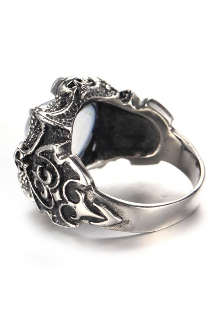 Каблучка містичне синє око всередині паски дракона з боків черпепа і красиві готичні візерунки, розмір 19 Fashion Jewelry (289844160)