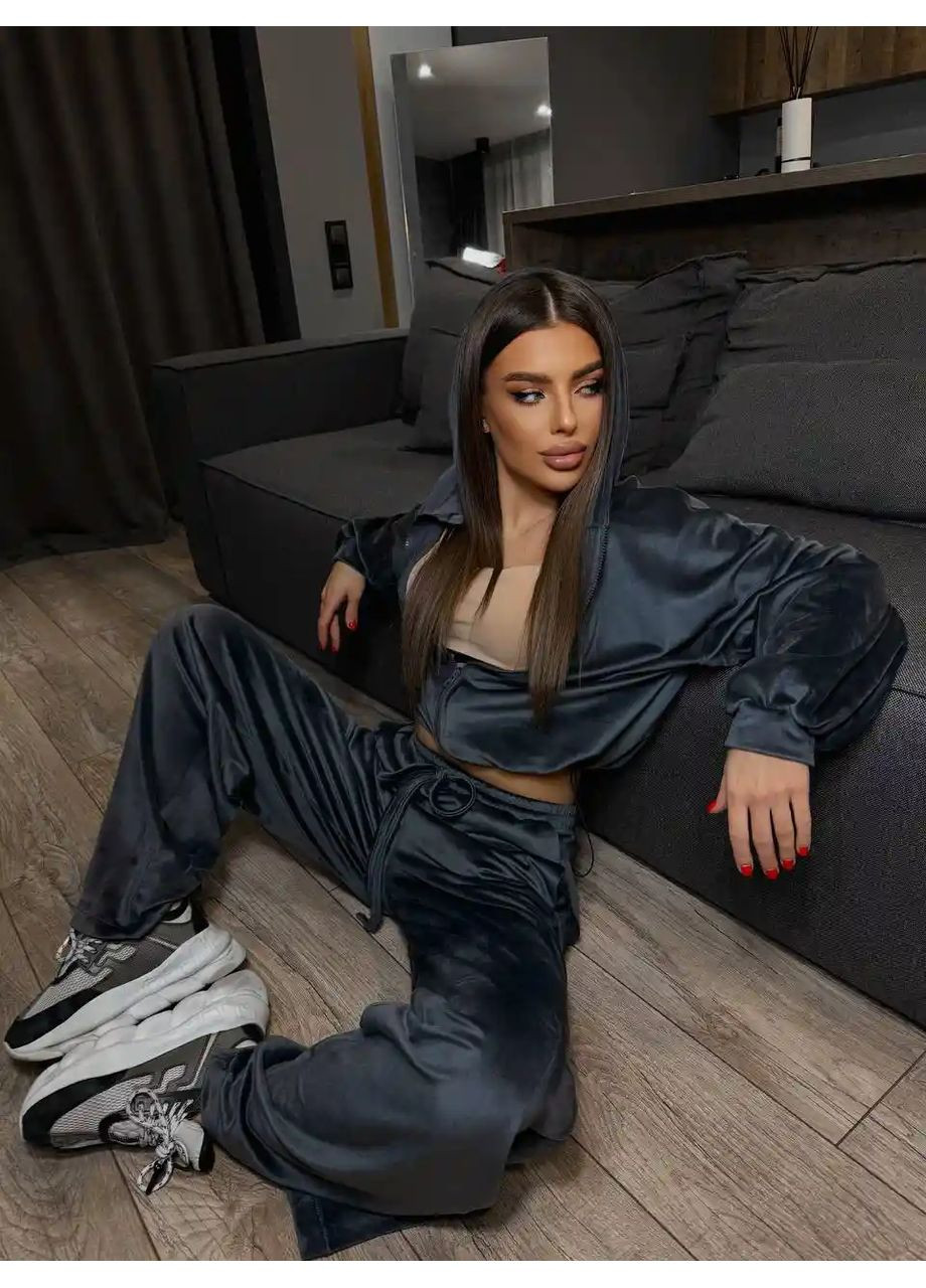 Велюровий костюм жіночий смарагдовий No Brand (362085423)