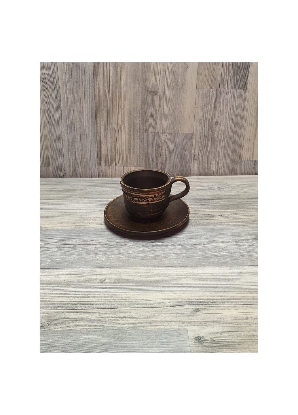 Чашка для кави з блюдцем з червоної глини No Brand (329408518)