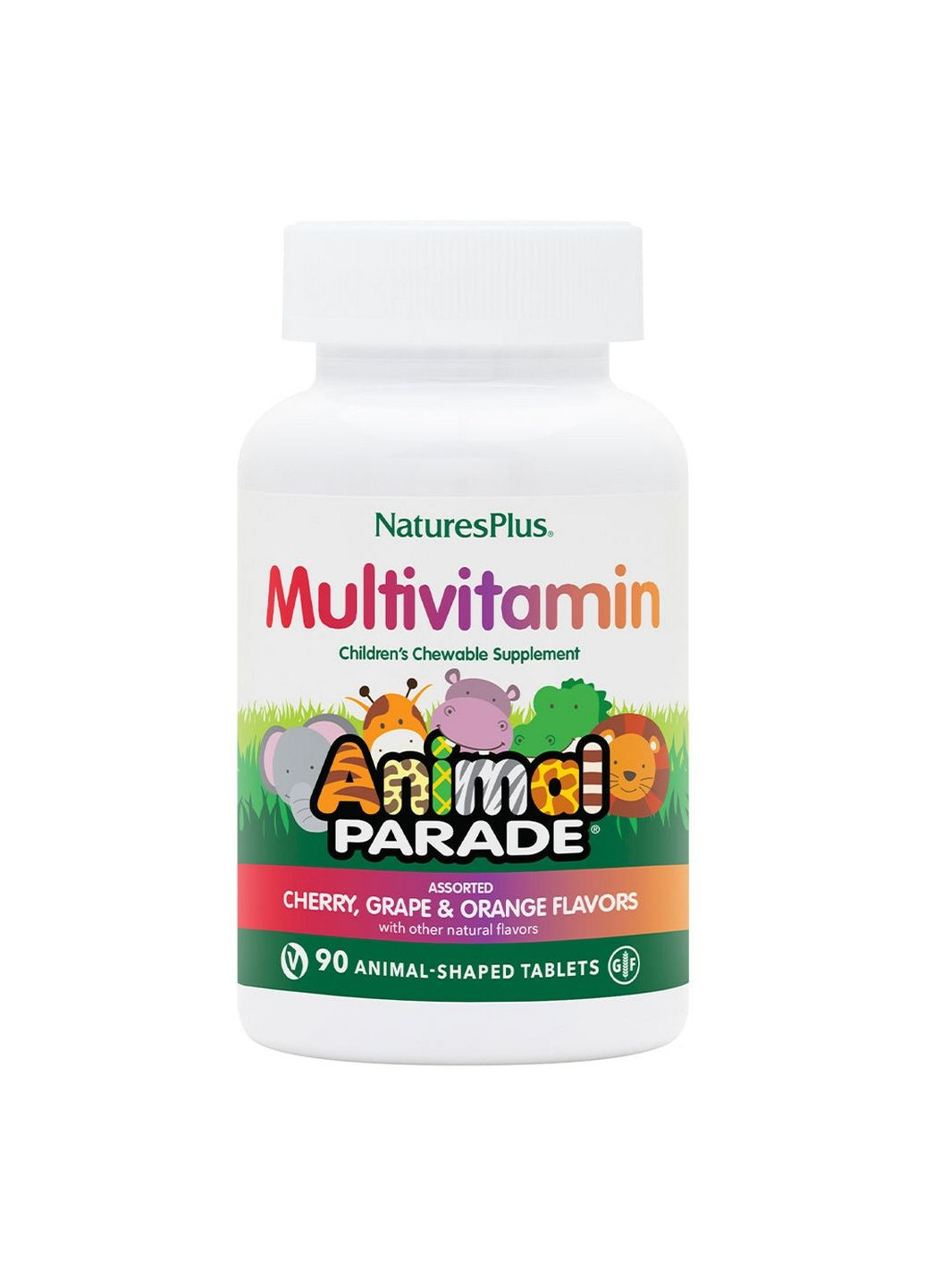 Вітаміни та мінерали Animal Parade Children's Multivitamin, 90 жувальних таблеток Асорті Natures Plus (294928814)