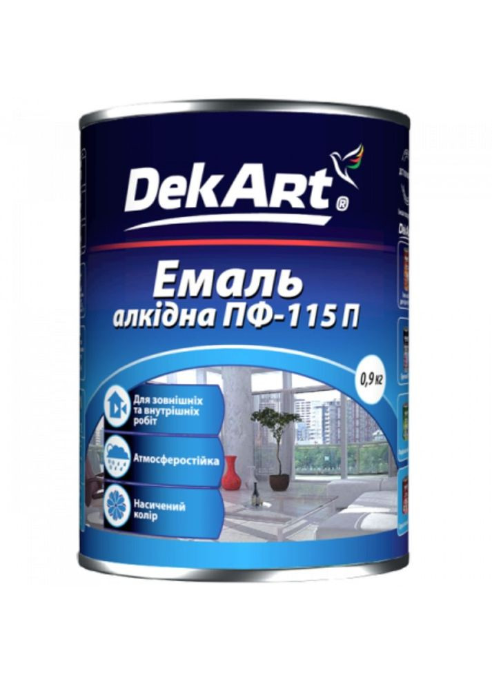 Эмаль алкидная ПФ-115П белая глянцевая ТМ"" - 0,9 кг. DekArt (363977856)