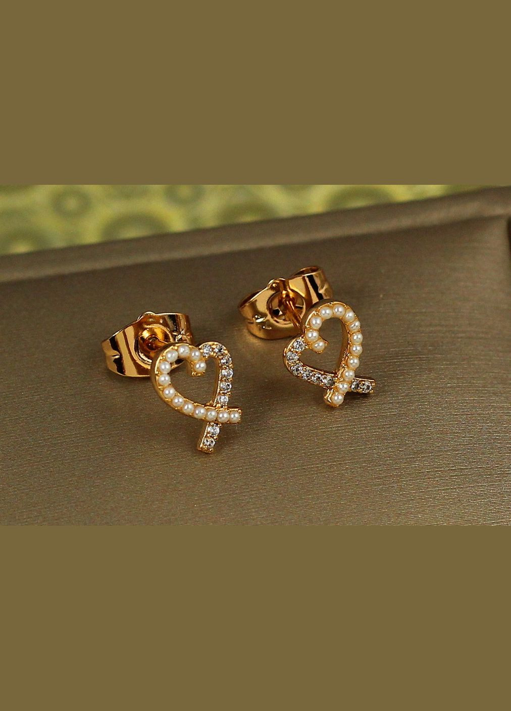 Сережки гвоздики серце обідок 10 мм золотисті Xuping Jewelry (316432875)