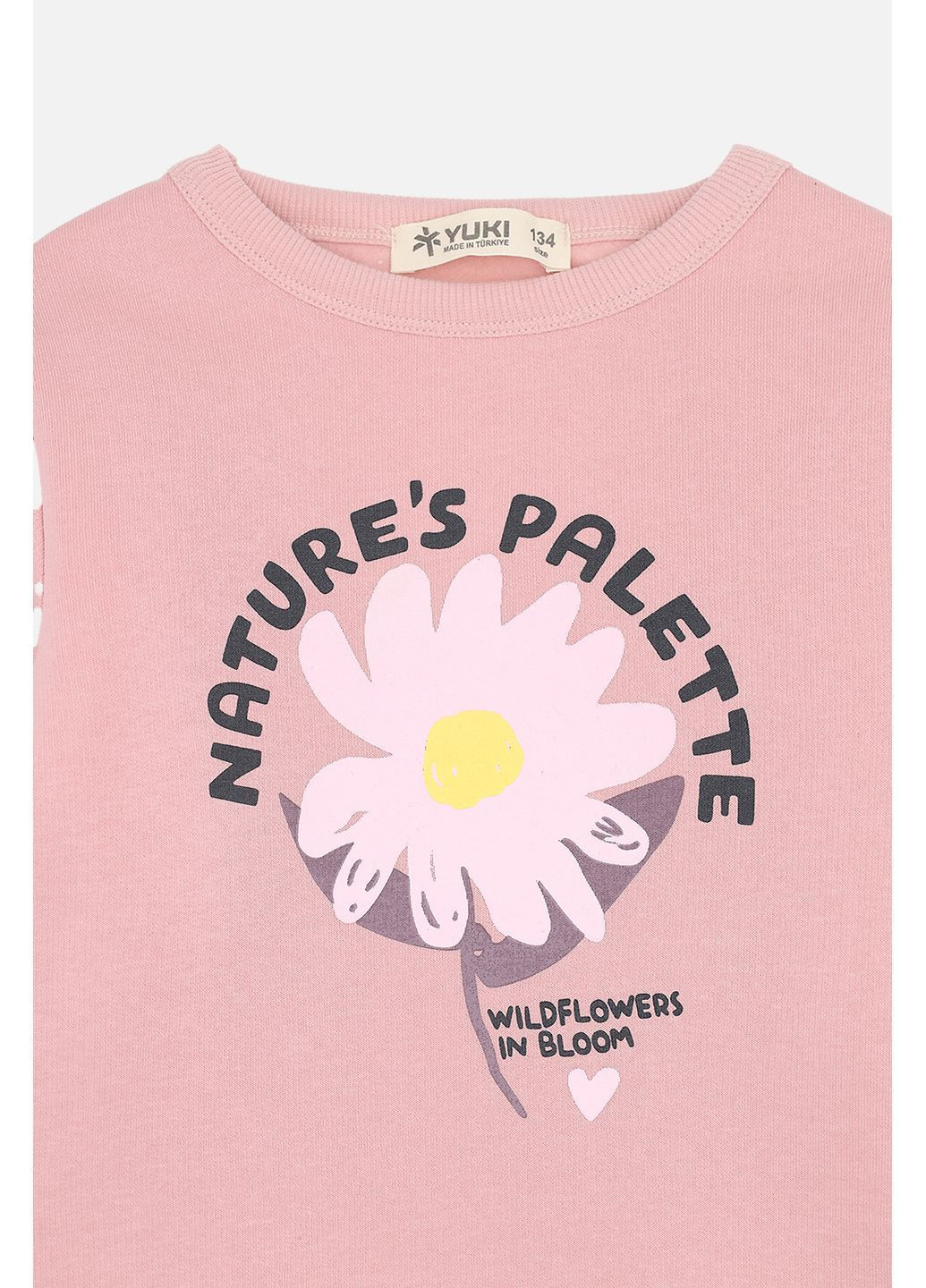 Yuki свитшот для девочки цвет пудровый цб-00284818 светло-розовый футер