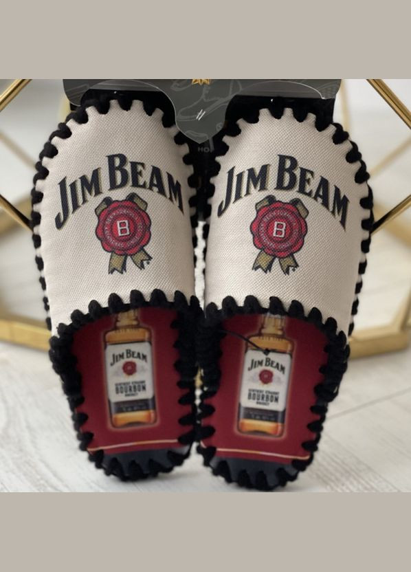 Мужские/женские тапочки комнатные 40/41 42/43 44/45 46/47 бежевые виски Джим Бим Jim Beam Po Fanu (324626336)