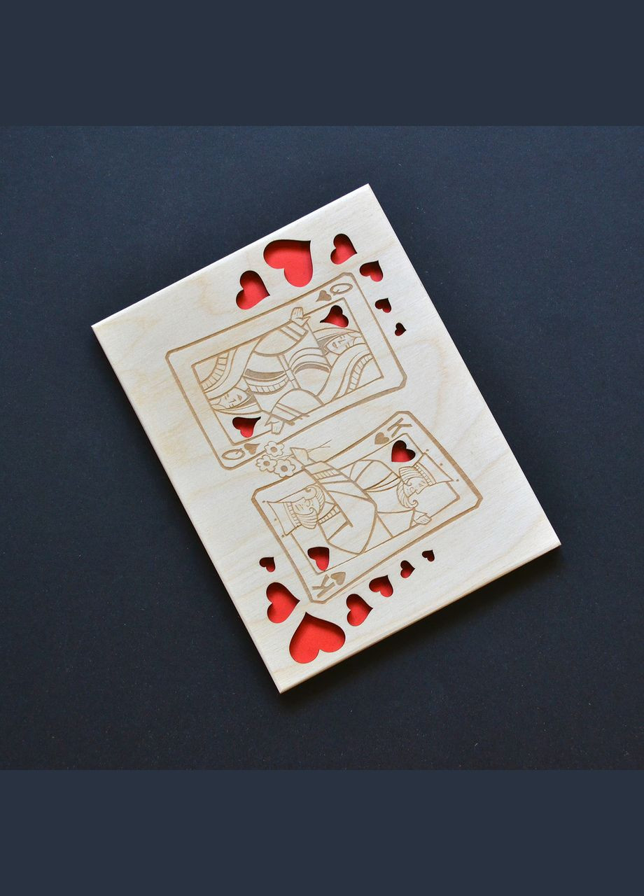 Деревянная открытка "Дама и Король". Оригинальный подарок любимой жене, любимому мужчине, парню, девушке No Brand (301482697)