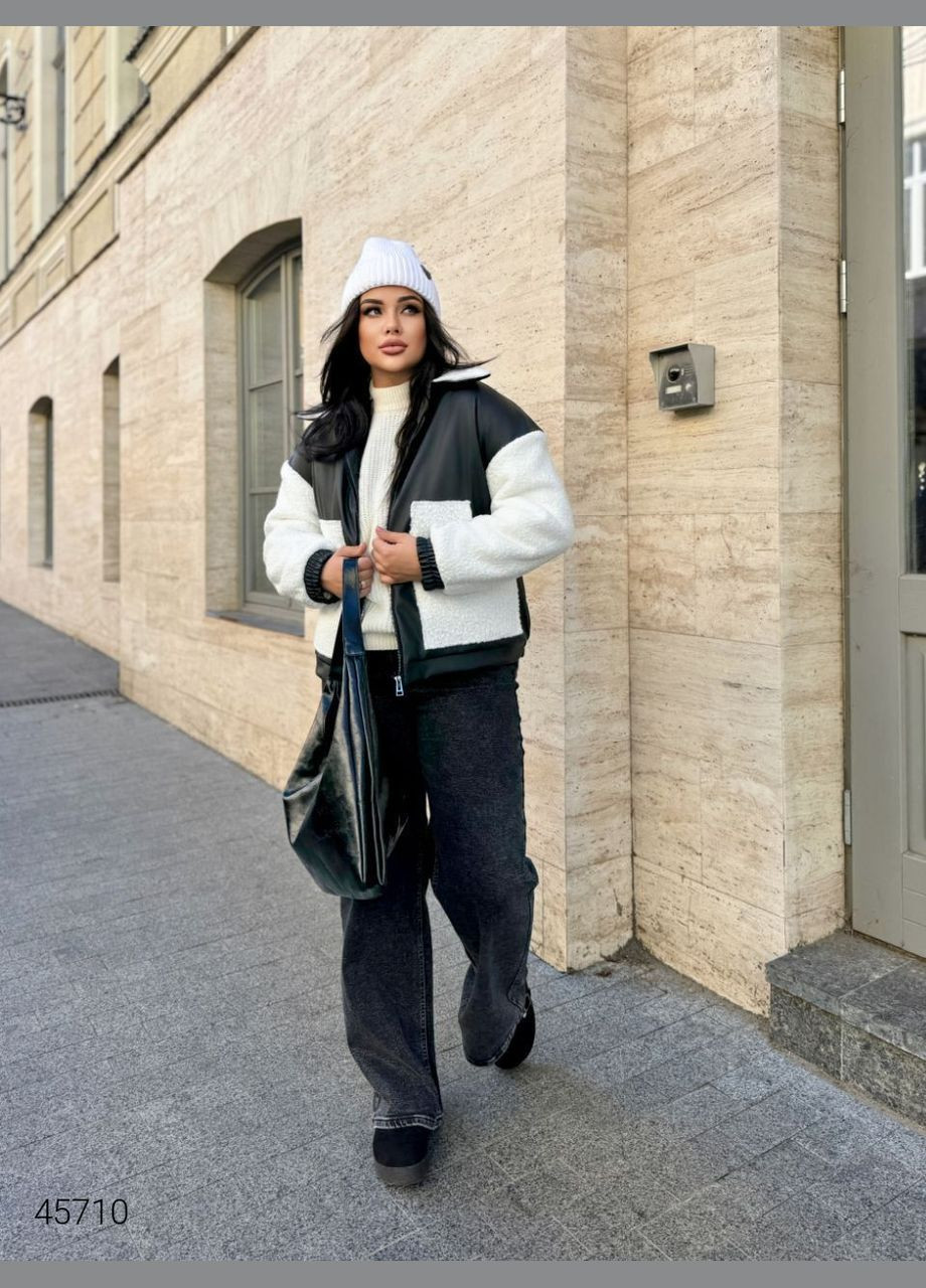 Черно-белая демисезонная зимняя куртка женская Liton