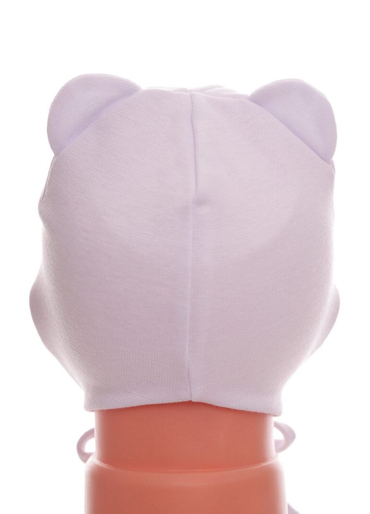Шапка на зав'язках для хлопчика подвійний трикотаж Teddy Bear біла 1м+ (50982) BABYKROHA (323469369)