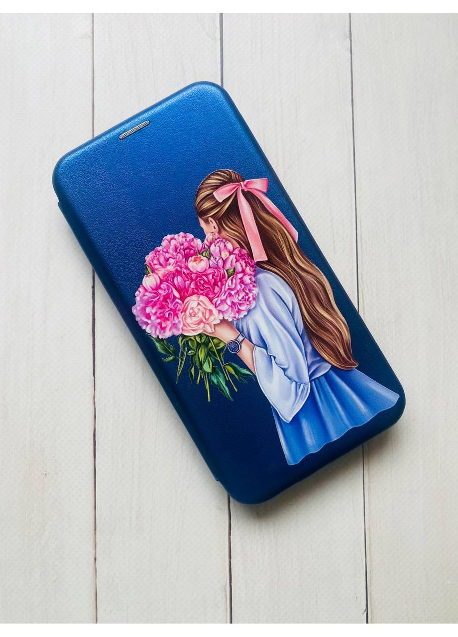 Чехол-книга с рисунком для Samsung Galaxy A24 (A245) Синий:: Девушка с пионами (принт 11) G-Case (360674685)