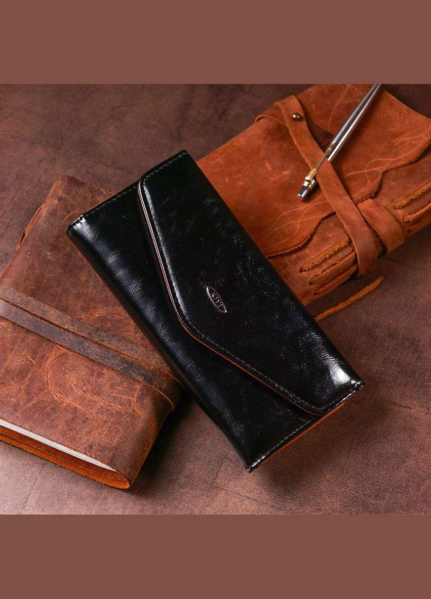 Жіночий гаманець із гладкої екошкіри з монетницею 19073 Чорний KIVI (306882074)