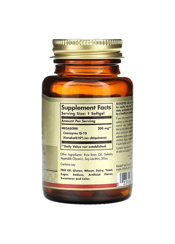Коензим Q-10, 200 мг, Megasorb CoQ-10,, 60 гелевих капсул Solgar (324104203)