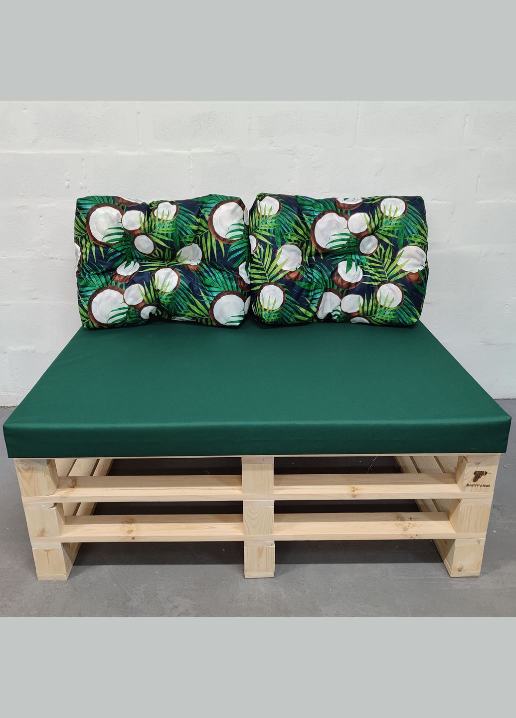 Комплект водоотталкивающих подушек для паллетдивана оксфорд темнозеленый/Coconut 120x80x10/60x45x12 (2 шт) eGarden (307288848)