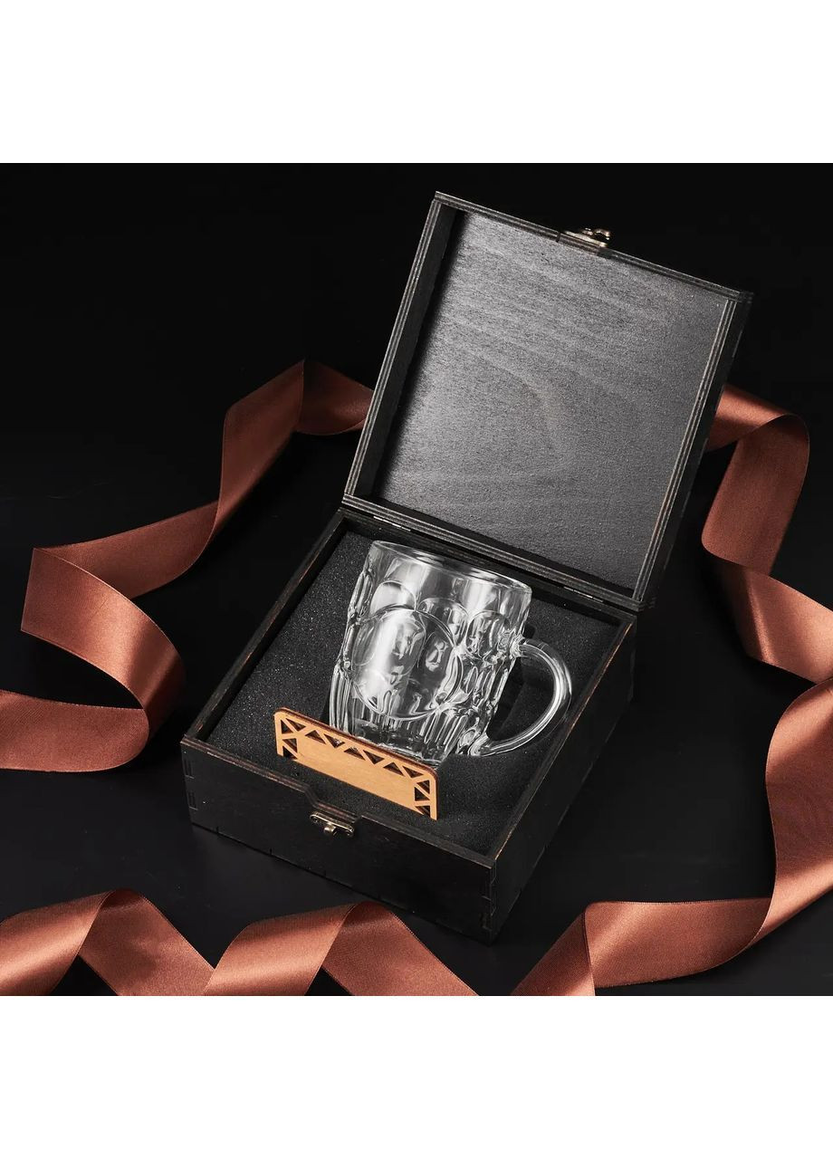 Пивний келих 500 мл у дерев'яній подарунковій коробці | Подарунок для колеги Handmade BR11 (363976066)