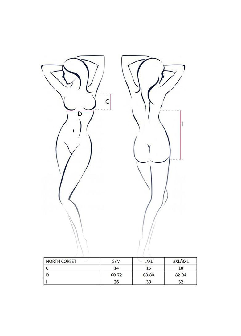 Корсет з відкритими грудьми Exclusive NORTH CORSET S/M, black, пажі, трусики, шнурівка Passion (303906300)