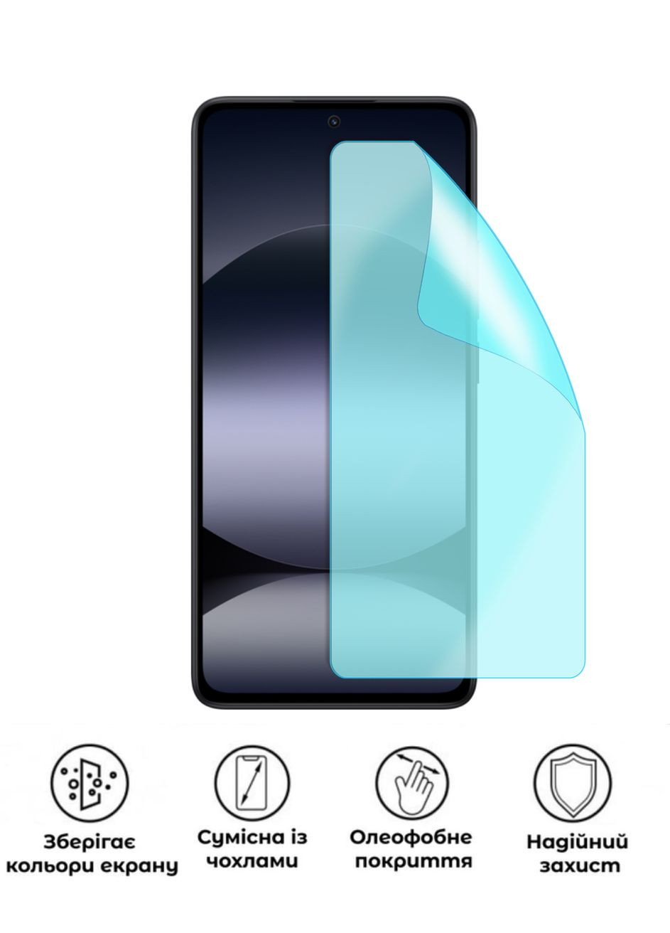 Захисна гідрогелева глянцева плівка Grade B на екран смартфона Xiaomi Redmi Note 14 5G No Brand (370870852)