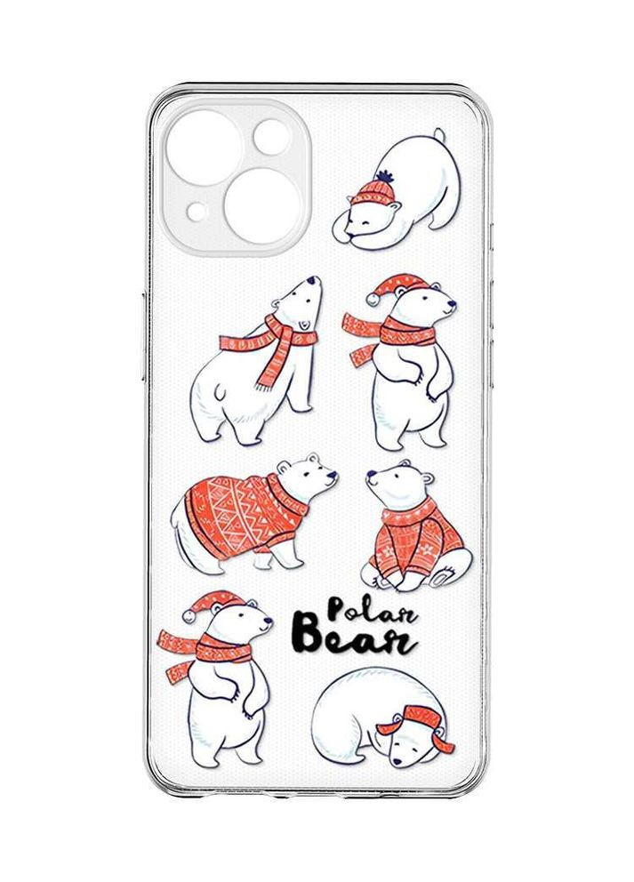 Прозорий чохол із захистом камер на iPhone 15:: Ведмедики (новорічний принт 145) Creative (362966978)
