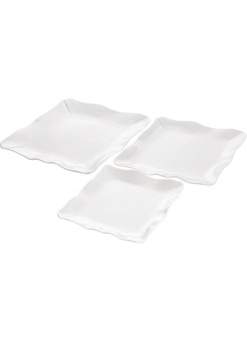 Тарелки квадратные white city волн, набор 4 фарфоровые тарелки Bona (282585940)