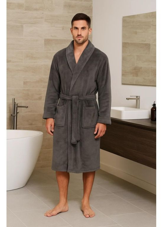Халат мужской теплый микрофибра 418586 Темно-серый Livarno home (366091368)