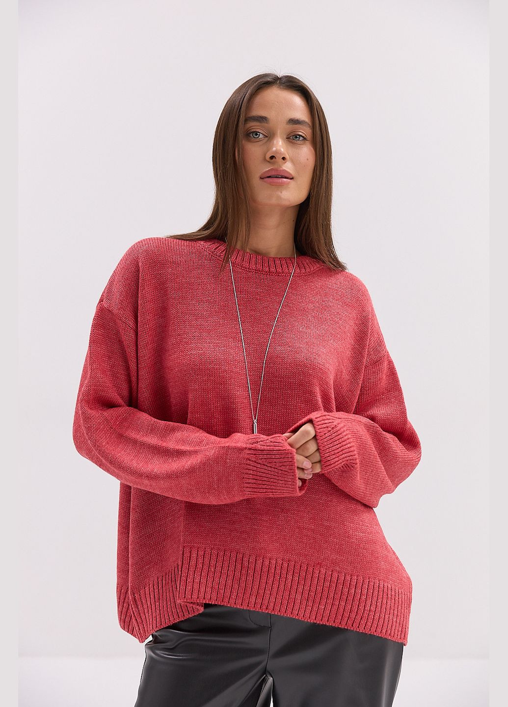 Женский вязаный джемпер оверсайз темно-шоколадного цвета Arjen (317233883)