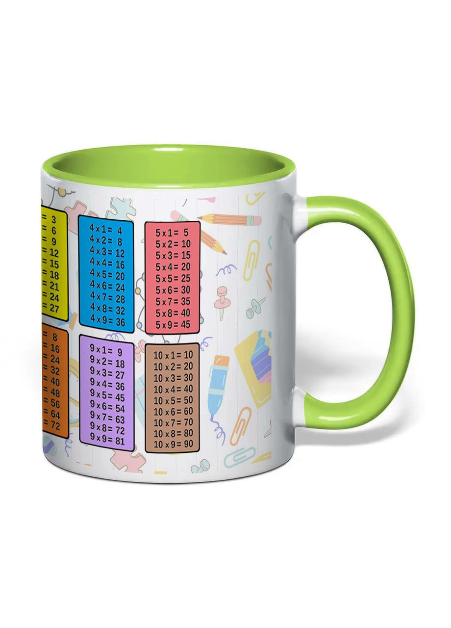 Чашка с печатью "Табличка умножения" 330 мл (цвет салатовый) (29231) No Brand (358210607)
