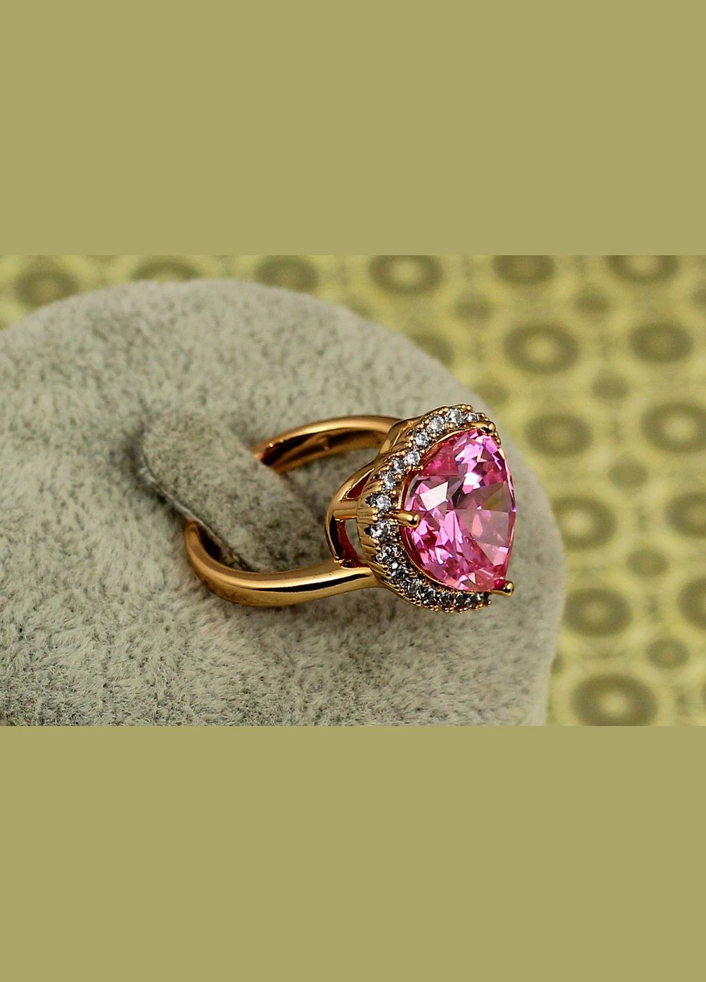 Кільце серце океану з рожевим каменем 1,6 см р 16 золотисте Xuping Jewelry (316607031)