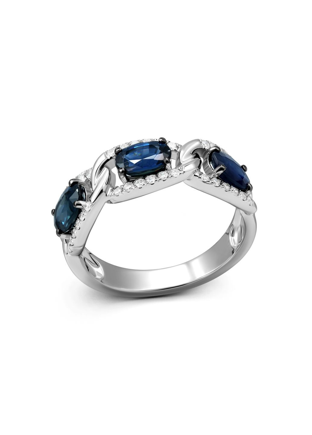 Кольцо с бриллиантами и сапфирами в белом золоте 1-247 723 Zarina (333833431)