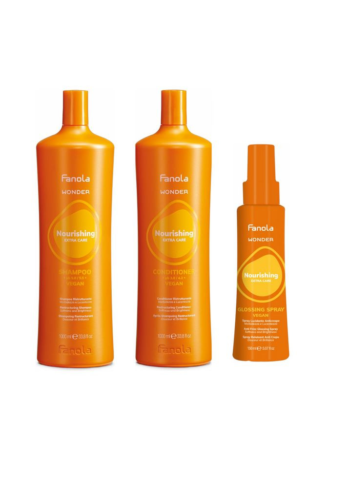 Набор по уходу за сухими волосами Wonder Nourishing шампунь 1000мл.,кондиционер 1000мл, спрей 150мл. Fanola (337989296)