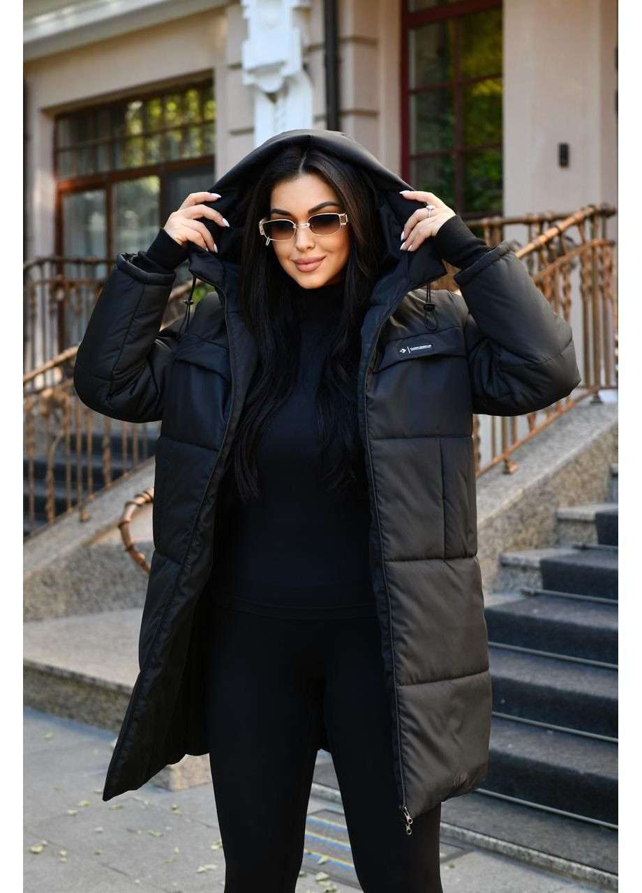 Чорна зимня жіноче зимове пальто куртка-піджак No Brand