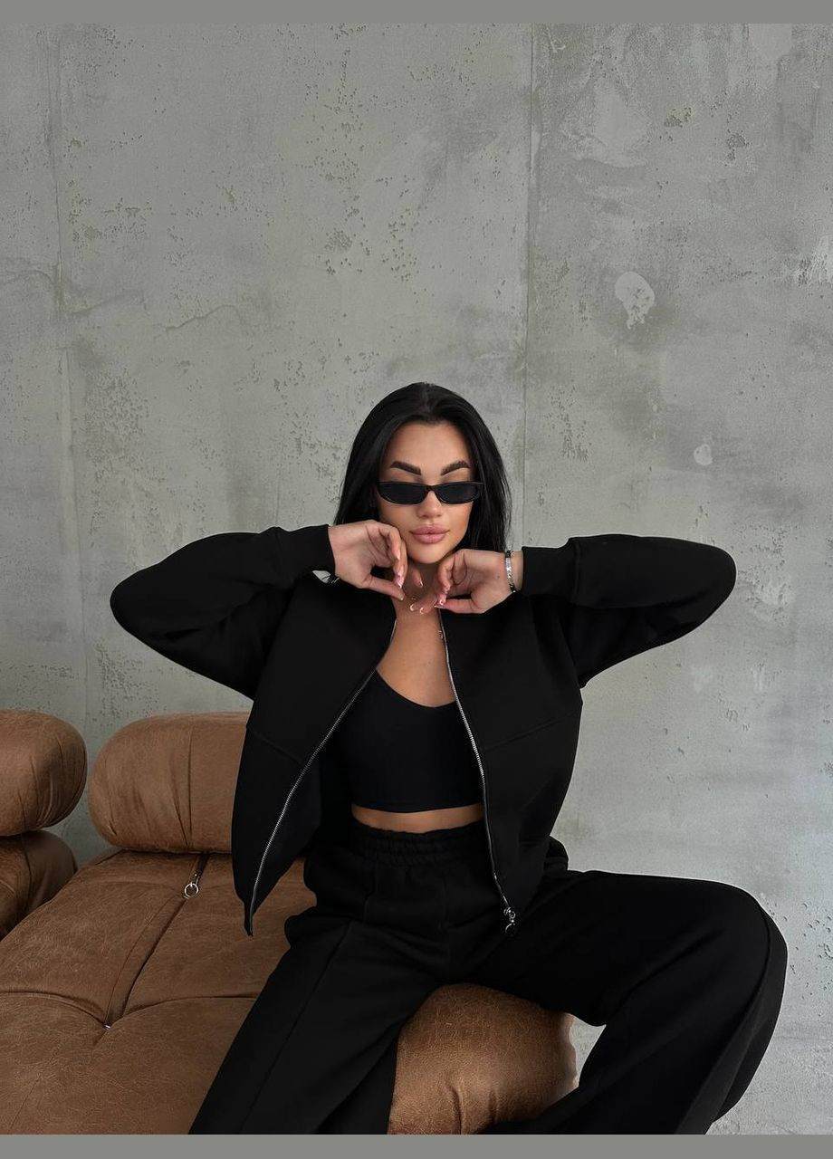 Женский теплый качественный спортивный костюм: кофта бомбер на молнии и брюки палаццо со стрелками с утеплением No Brand (316094572)